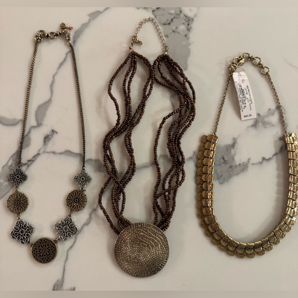 NWT Lucky Brand Necklace + NWOT Lucky Brand Necklace + Bonus Necklace, 16”—20”